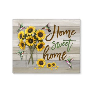 Hummingbird Home Sweet Home Canvas Wall Art Landscape Canvas White 12x8