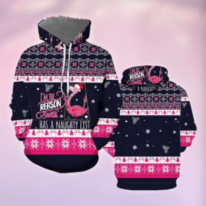 I Am The Reason Santa Has A Naughty Santa Flamingo All Over Print 3D Shirt 3D Hoodie Navy S