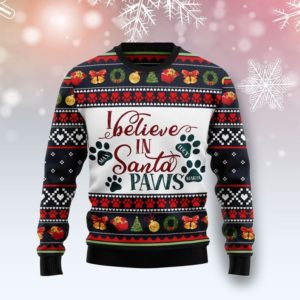 I Believe In Santa Paws Lucky Maria Christmas Sweater AOP Sweater Navy S