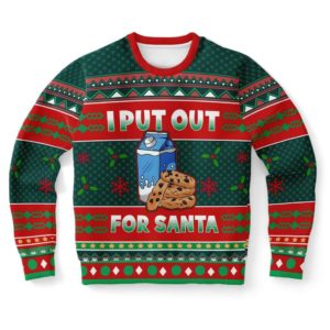 I put out for Santa Milk And Cookies Christmas Sweater AOP Sweater Red S