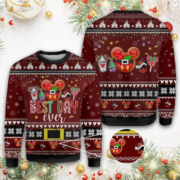Ice Cream Cartoon Best Day Ever Christmas 3D Sweater AOP Sweater Maroon S