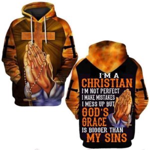 I’m A Christian God's Grace Is Bigger Than My Sins All Over Print 3D Hoodie 3D Hoodie Yellow S