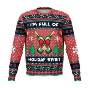 I'm Full Of Holiday Spirit Wine For Christmas Sweater AOP Sweater Pink S