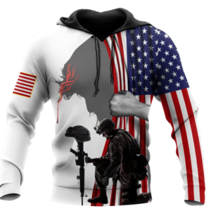 Jesus Christ And The American Veteran American Flag All Over Print 3D Shirt 3D Hoodie White S
