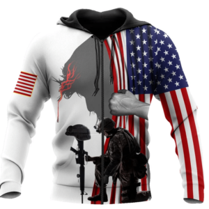 Jesus Christ And The American Veteran American Flag All Over Print 3D Shirt 3D Zip Hoodie White S