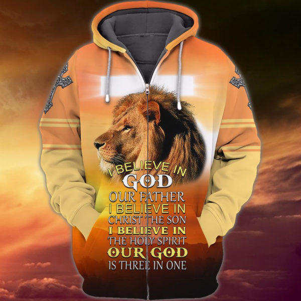 Jesus I Believe In God Believe In The Holy Spirit Christmas Shirt 3D Zip Hoodie Yellow S