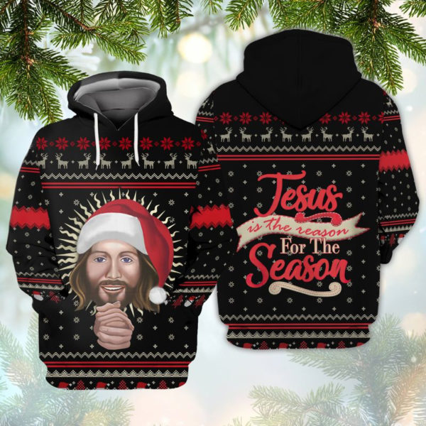 Jesus Is The Reason For The Season Christmas All Over Print 3D Shirt 3D Hoodie Black S