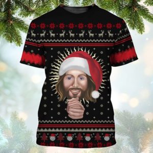 Jesus Is The Reason For The Season Christmas All Over Print 3D Shirt 3D T-Shirt Black S
