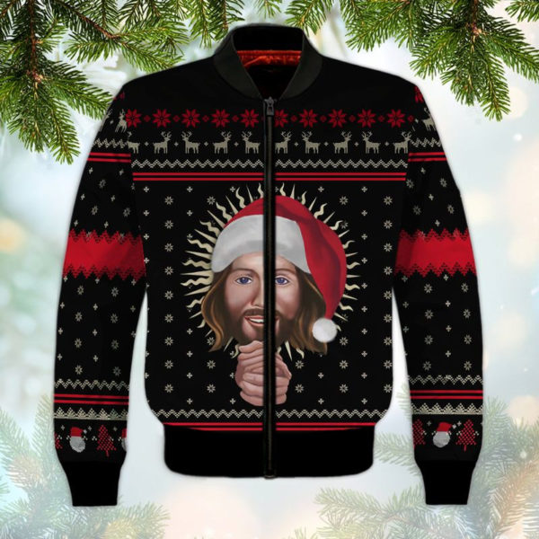 Jesus Is The Reason For The Season Christmas All Over Print 3D Shirt Bomber Jacker Black S