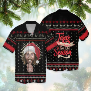 Jesus Is The Reason For The Season Christmas All Over Print 3D Shirt Hawaiian Shirt Black S
