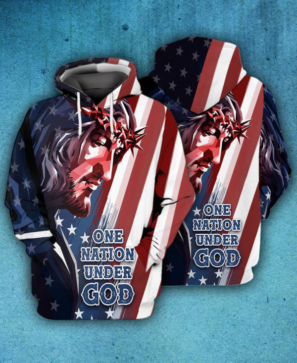 Jesus One Nation Under God All Over Print 3D Shirt 3D Hoodie Navy S