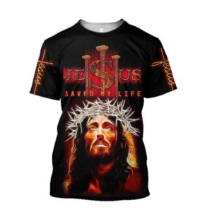 Jesus Saved My Life 3D All Over Printed Shirts 3D T-Shirt Black S