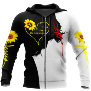 Jesus Sunflower It's Not Religion It's A Relationship All Over Print 3D Shirt 3D Zip Hoodie White S