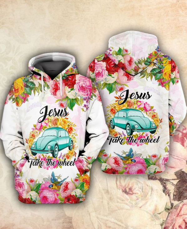 Jesus Take The Wheel Christmas Car All Over Print 3D Shirt 3D Hoodie Pink S