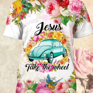 Jesus Take The Wheel Christmas Car All Over Print 3D Shirt 3D T-Shirt Pink S