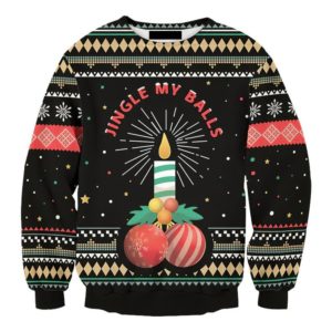 Jingle My Balls Candle Christmas Sweater AOP Sweater Black S