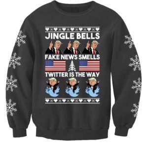 Jingle Trump Jingle Bells Twitter American Flag Christmas Sweater AOP Sweater Charcoal S