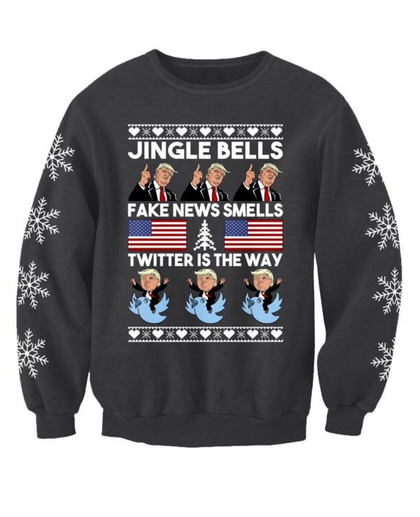 Jingle Trump Jingle Bells Twitter American Flag Christmas Sweater AOP Sweater Charcoal S