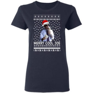 Joe Biden Eating an Ice Cream Merry Cool Joe Christmas Shirt Ladies T-Shirt Navy S