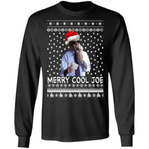 Joe Biden Eating an Ice Cream Merry Cool Joe Christmas Shirt Long Sleeve Black S