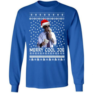 Joe Biden Eating an Ice Cream Merry Cool Joe Christmas Shirt Long Sleeve Royal S