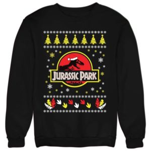 Jurassic Park Ugly Dinosaur Santa Christmas Sweatshirt Sweatshirt Black S