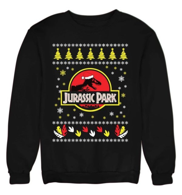 Jurassic Park Ugly Dinosaur Santa Christmas Sweatshirt Sweatshirt Black S