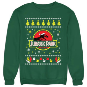 Jurassic Park Ugly Dinosaur Santa Christmas Sweatshirt Sweatshirt Dark Green S
