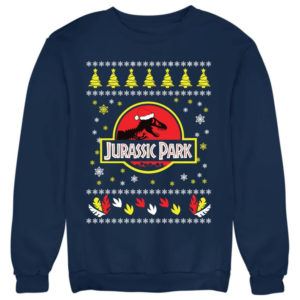Jurassic Park Ugly Dinosaur Santa Christmas Sweatshirt Sweatshirt Navy Blue S