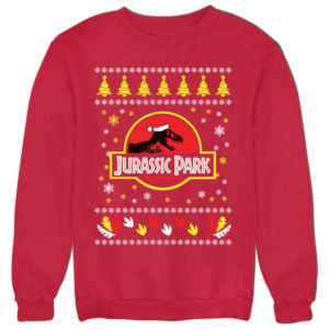 Jurassic Park Ugly Dinosaur Santa Christmas Sweatshirt Sweatshirt Red S