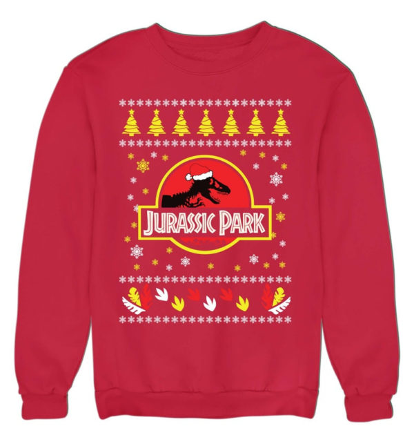 Jurassic Park Ugly Dinosaur Santa Christmas Sweatshirt Sweatshirt Red S