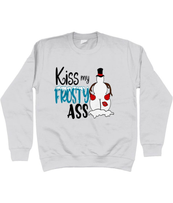 Kiss My Frosty Ass Snowman Christmas Sweatshirt Hoodie Ash S