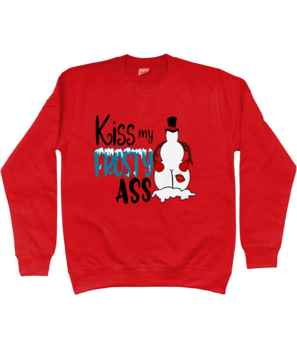Kiss My Frosty Ass Snowman Christmas Sweatshirt Hoodie Red S
