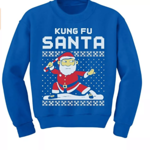 Kung Fu Santa Funny Christmas Sweater AOP Sweater Royal S