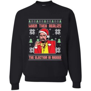 Leo Meme When they Realize the Election is Rigged Christmas Sweatshirt Sweatshirt Black S