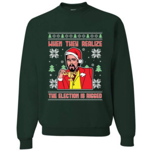 Leo Meme When they Realize the Election is Rigged Christmas Sweatshirt Sweatshirt Forest Green S