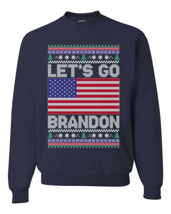 Let's Go Brandon Christmas Sweatshirt Sweatshirt Navy S
