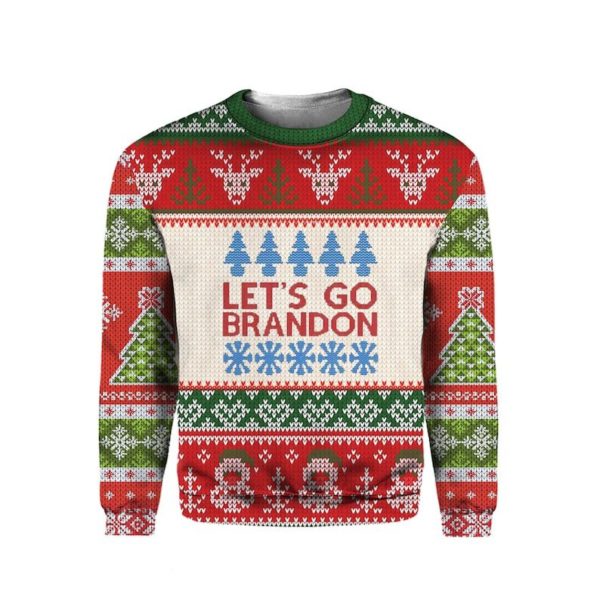 Let's Go Brandon Funny Christmas Sweater 3D Sweatshirt Red S