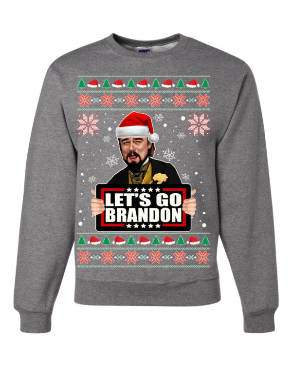 Let's Go Brandon Leo Laughing Meme Christmas Sweatshirt Sweatshirt Dark Heather S