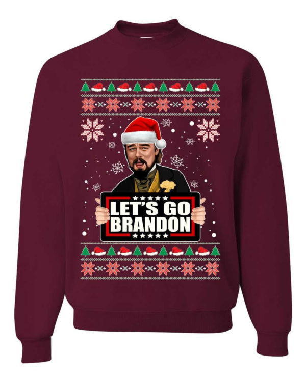 Let's Go Brandon Leo Laughing Meme Christmas Sweatshirt Sweatshirt Maroon S