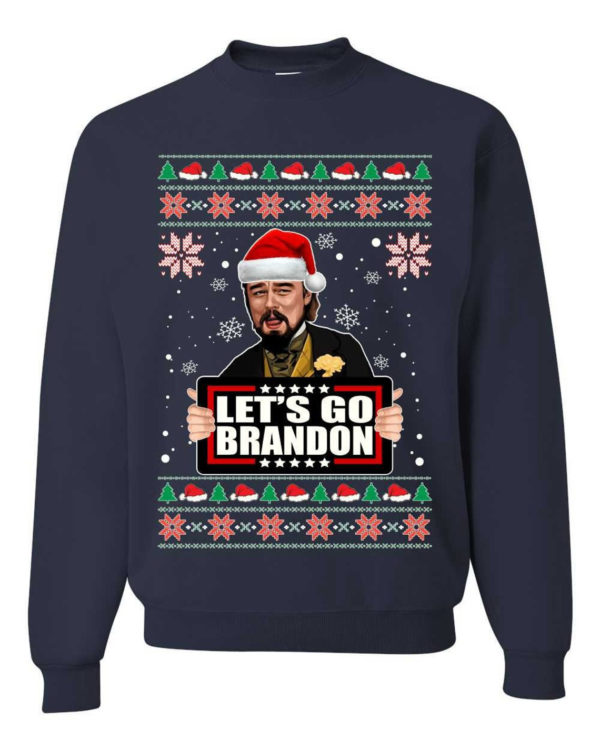 Let's Go Brandon Leo Laughing Meme Christmas Sweatshirt Sweatshirt Navy S