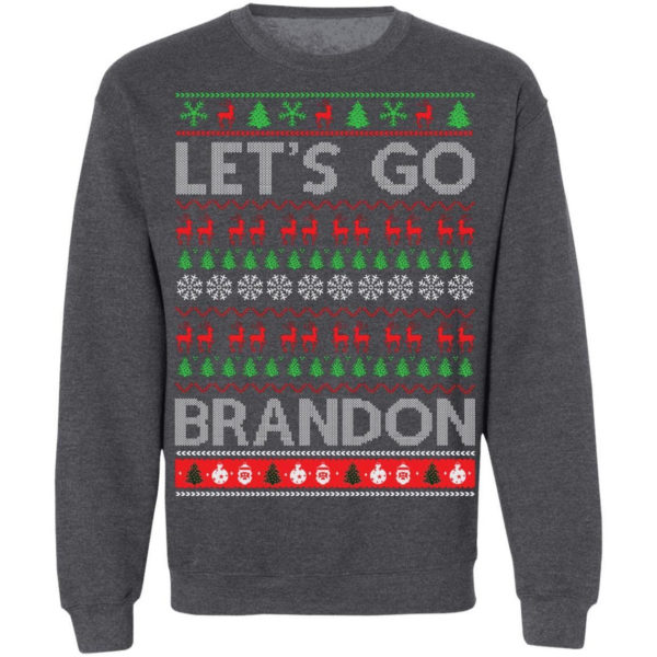 Let's Go Brandon Ugly Christmas Sweatshirt Sweatshirt Dark Heather S
