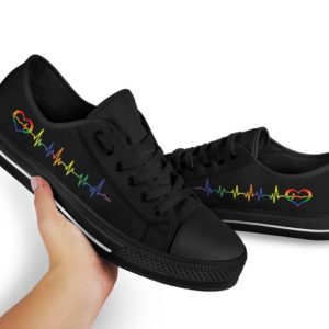 LGBT Heartbeat Low Top Shoes Men & Women Men's Shoes Black US6