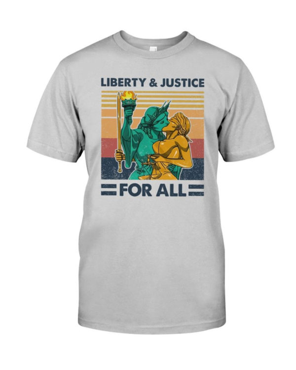 LGBT Liberty And Justice For All Shirt Classic T-Shirt Ash S