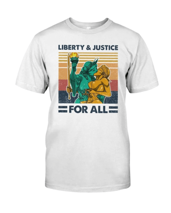 LGBT Liberty And Justice For All Shirt Classic T-Shirt White S