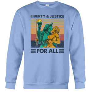LGBT Liberty And Justice For All Shirt Crewneck Sweatshirt Light Blue S