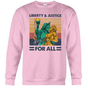 LGBT Liberty And Justice For All Shirt Crewneck Sweatshirt Light Pink S