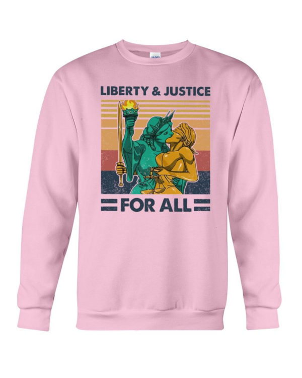 LGBT Liberty And Justice For All Shirt Crewneck Sweatshirt Light Pink S