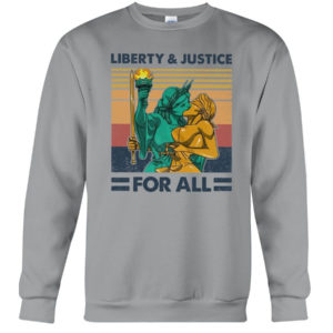 LGBT Liberty And Justice For All Shirt Crewneck Sweatshirt Sports Grey S