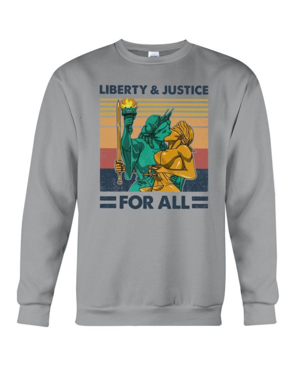 LGBT Liberty And Justice For All Shirt Crewneck Sweatshirt Sports Grey S